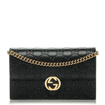 Gucci Guccissima Icon Chain Wallet Black 1 of 6
