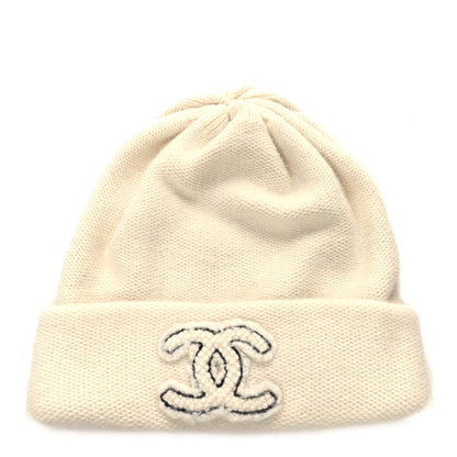 Chanel Cashmere CC Logo Beanie Hat White 1 of 4