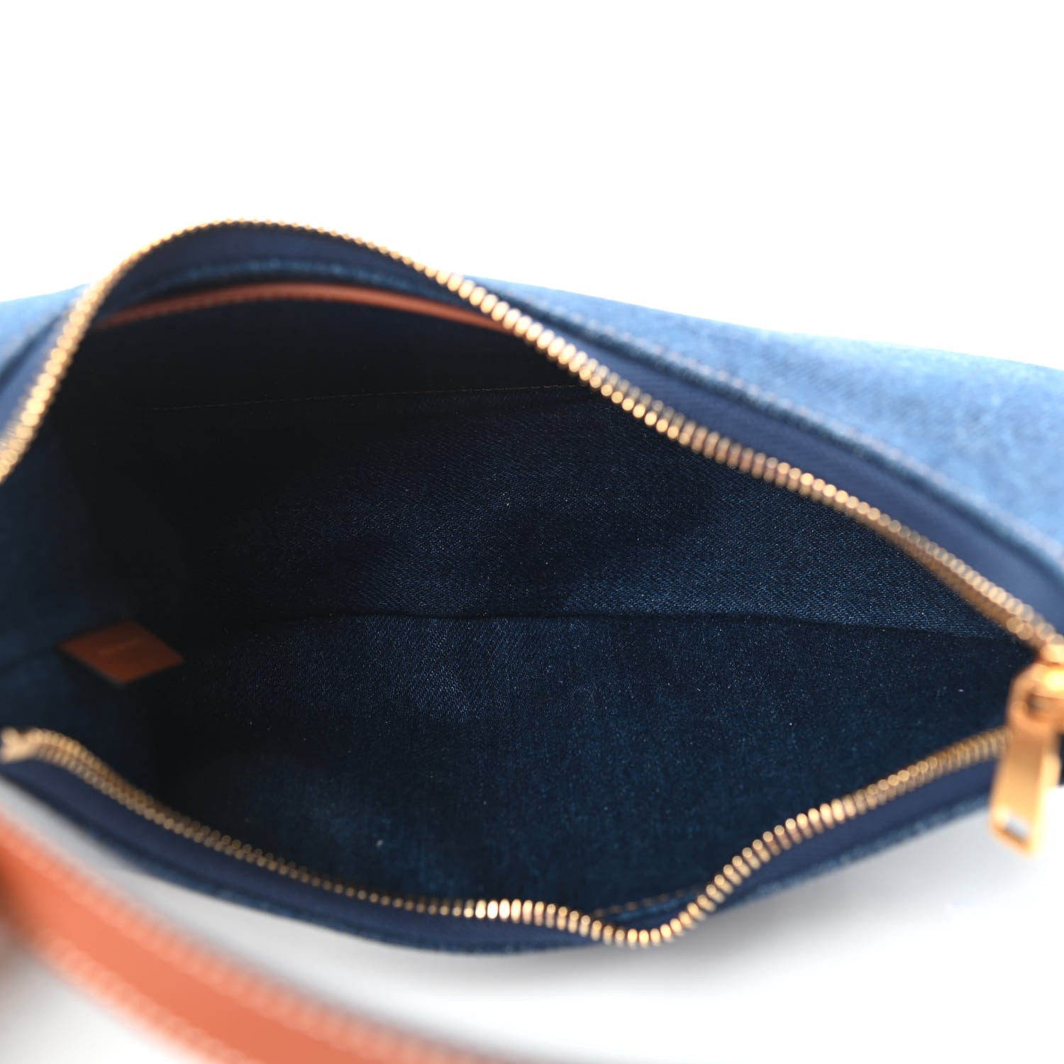 Celine Denim Ava Shoulder Bag Navy Tan 5 of 9