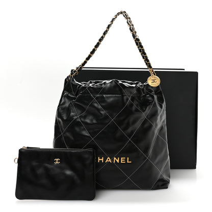 Chanel Shiny Calfskin Stitched Chanel 22 Black White 12 of 12
