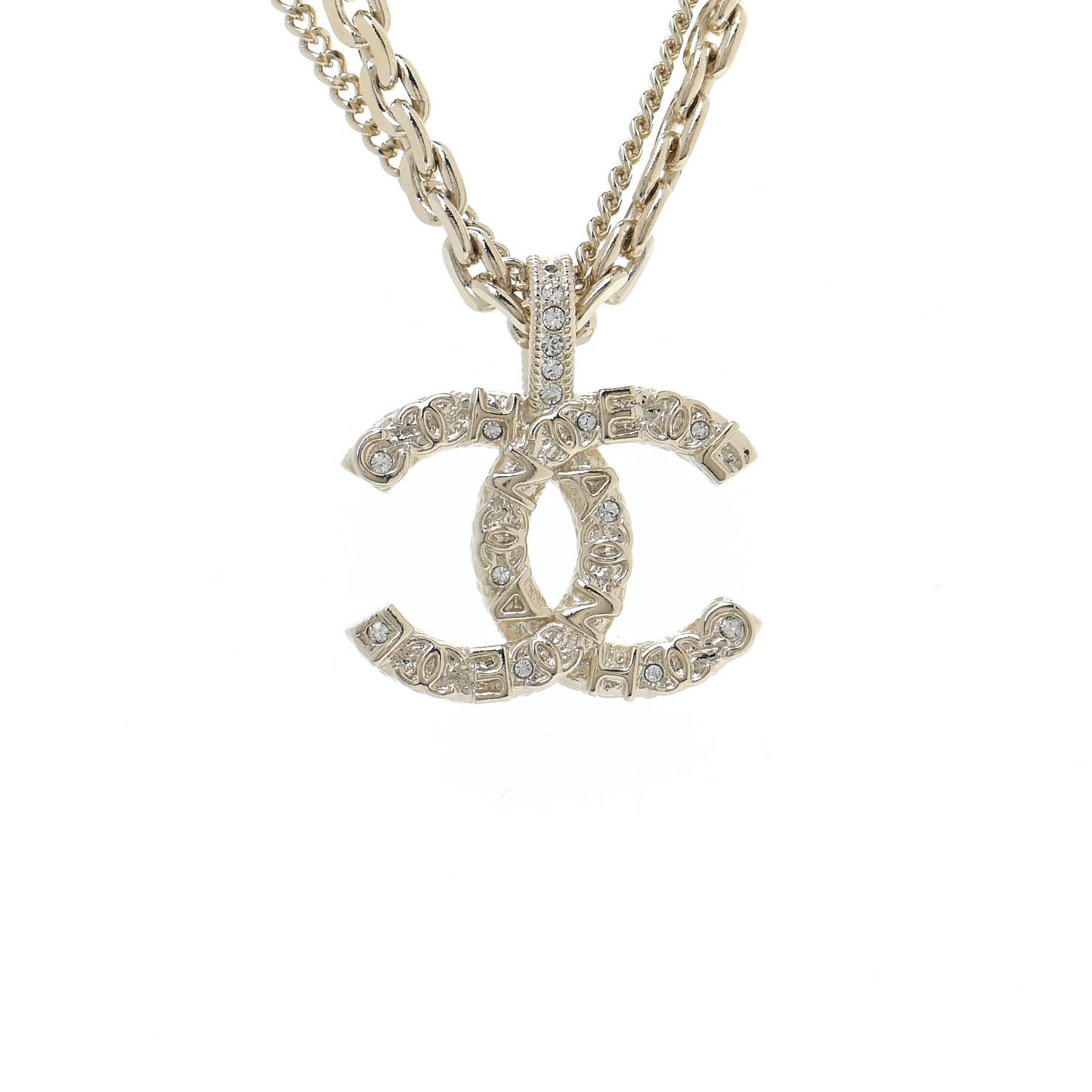 Crystal CC Multi Strand Chain Necklace Gold