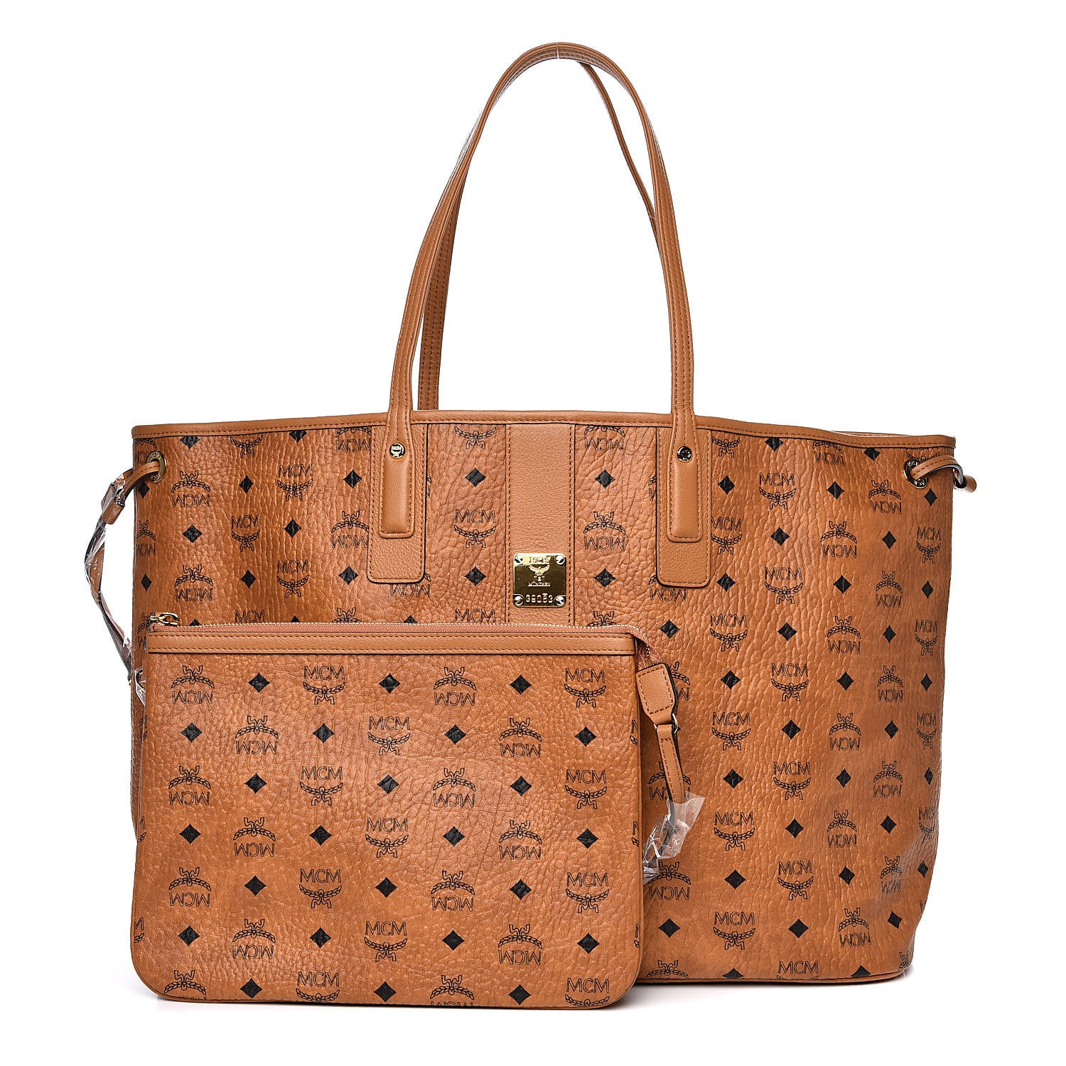 MCM Visetos Large Liz Reversible Shopper Tote Cognac 1 of 12