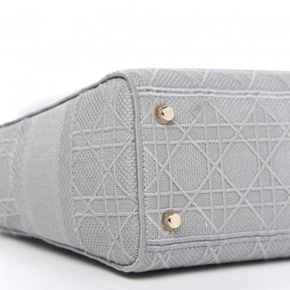 Christian Dior Canvas Embroidered Cannage Medium Lady D-Lite Gray 6 of 8