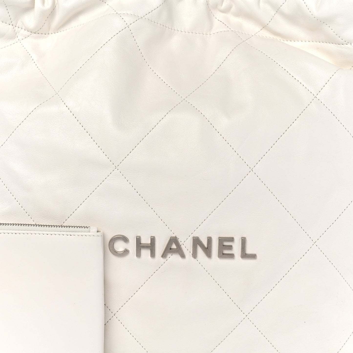 Shiny Calfskin Quilted Chanel 22 White