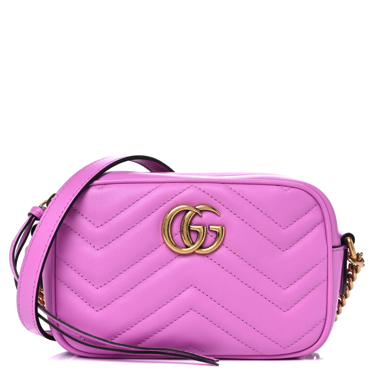 Calfskin Matelasse Mini GG Marmont Chain Shoulder Bag Candy Mousse