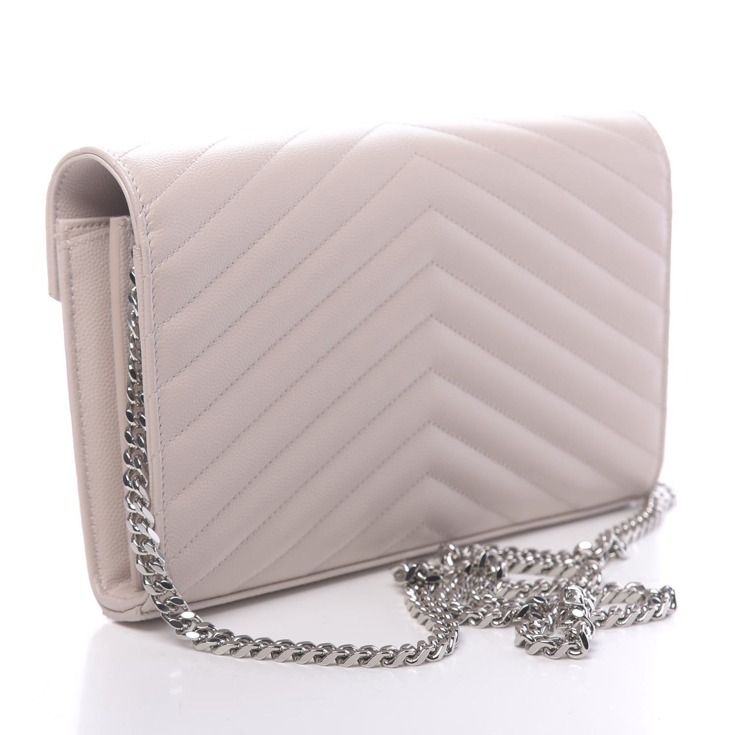 Grain De Poudre Matelasse Chevron Monogram Chain Wallet Nude Powder