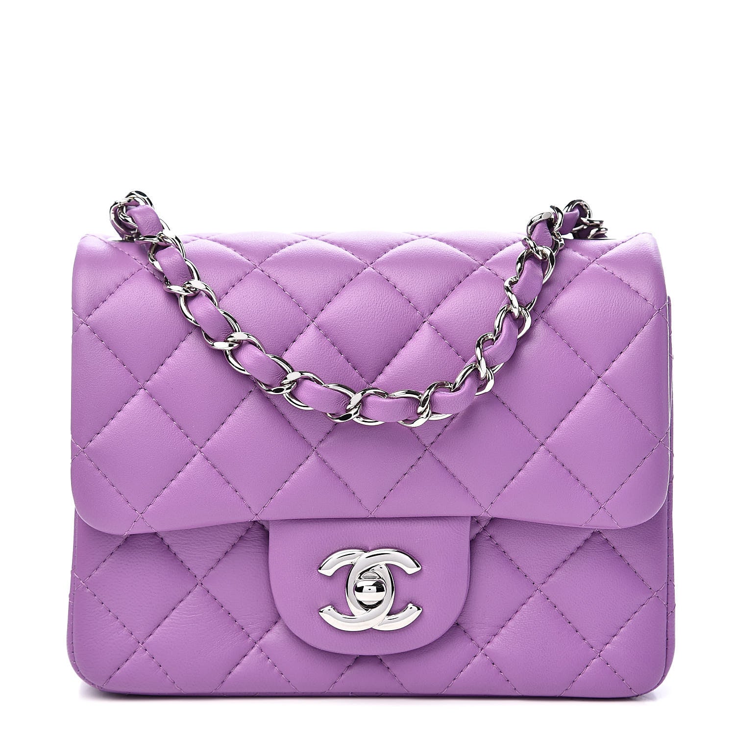 Chanel Lambskin Quilted Mini Square Flap Purple 1 of 13