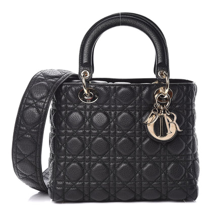 Christian Dior Grained Calfskin Cannage Medium Supple Lady Dior Black 1 of 9