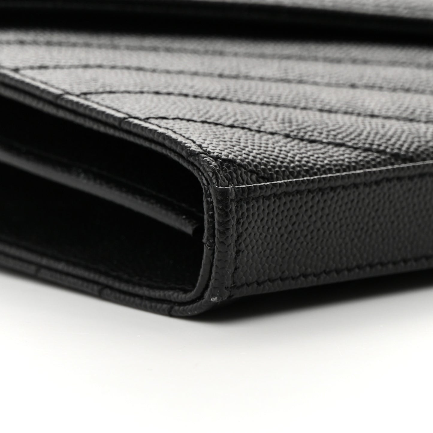 Grain De Poudre Matelasse Chevron Monogram Chain Wallet Black