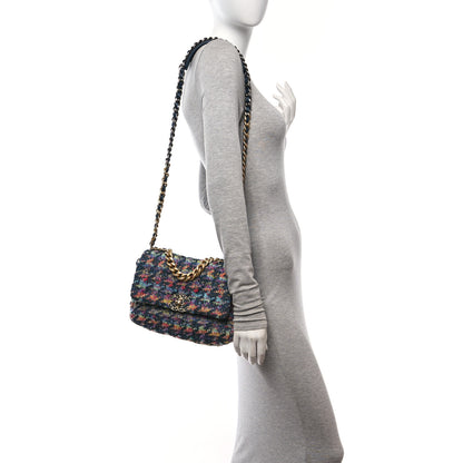 Chanel Tweed Quilted Medium Chanel 19 Flap Dark Multicolor 2 of 10
