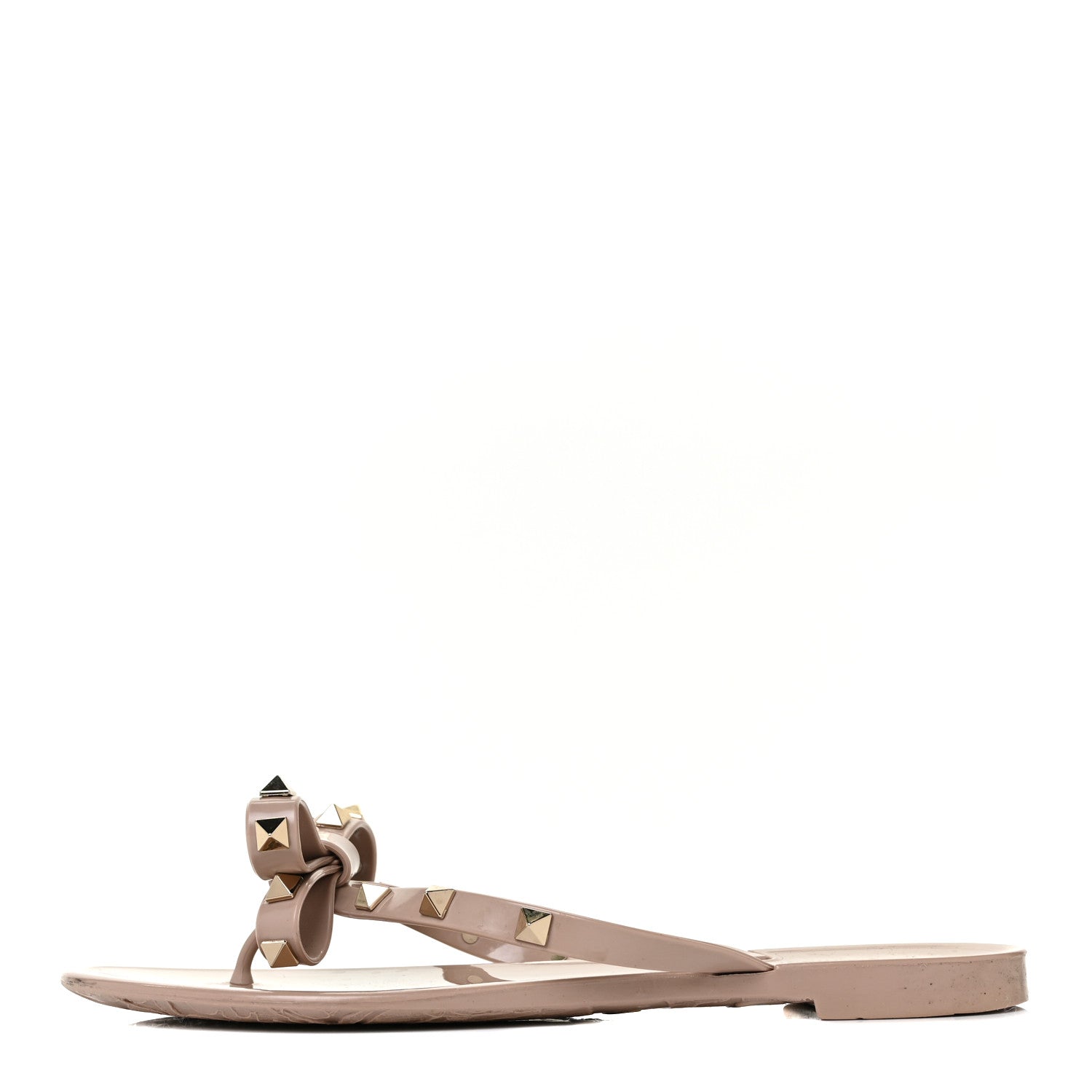 Valentino Garavani PVC Jelly Rockstud Bow Thong Sandals 37 Poudre 1 of 7
