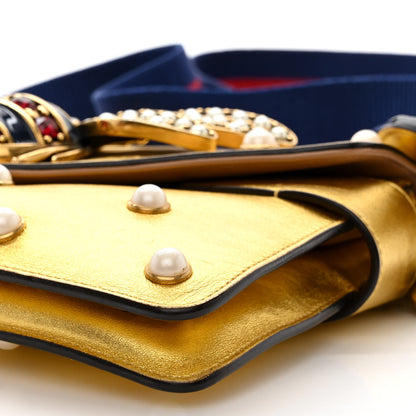 Gucci Metallic Nappa Pearl Studded Mini Queen Margaret Broadway Shoulder Bag Gold 10 of 16