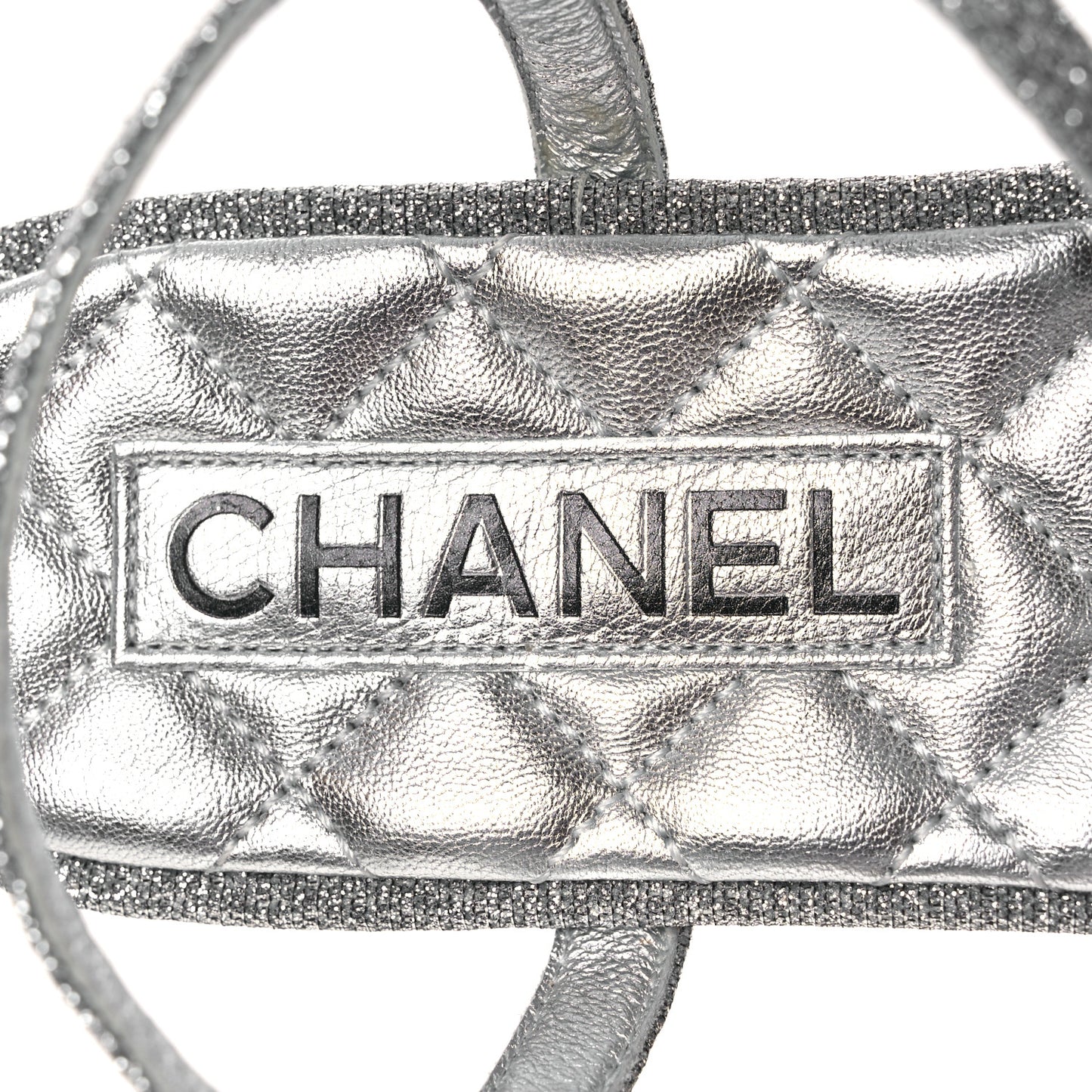 Fabric Grosgrain Pearl Crystal Thong Sandals 40 Silver Black