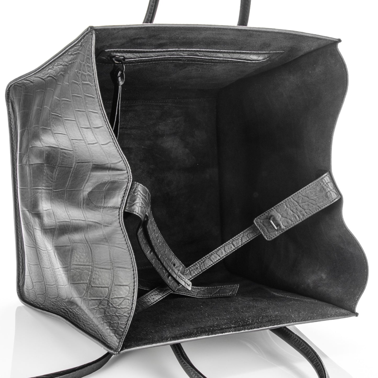 Crocodile Embossed Calfskin Medium Phantom Luggage Black