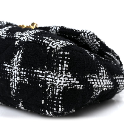 Chanel Tweed Quilted Medium Chanel 19 Flap Black White 10 of 10