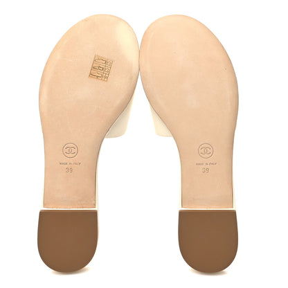 Chanel Calfskin Pearl CC Mules 39 Ivory 5 of 8
