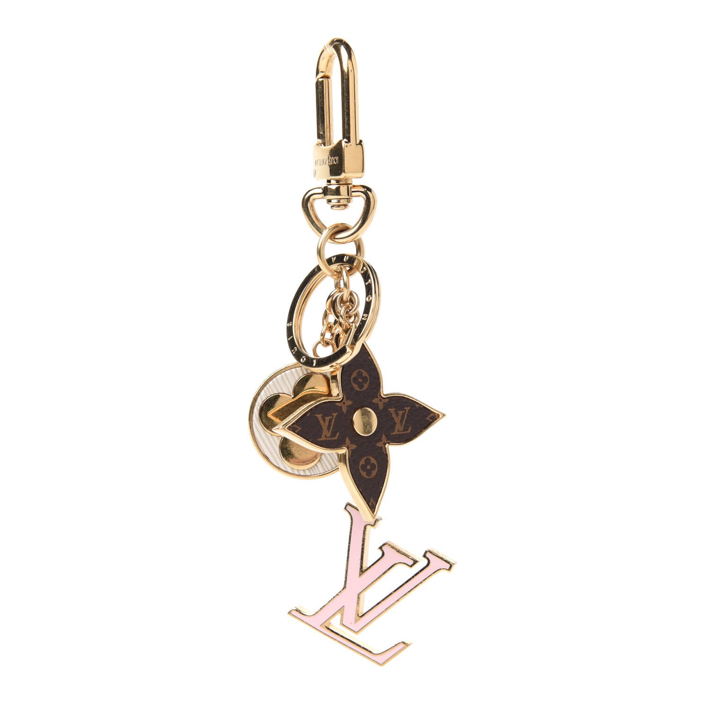 Metal Monogram Epi Spring Street Bag Charm Key Holder Gold