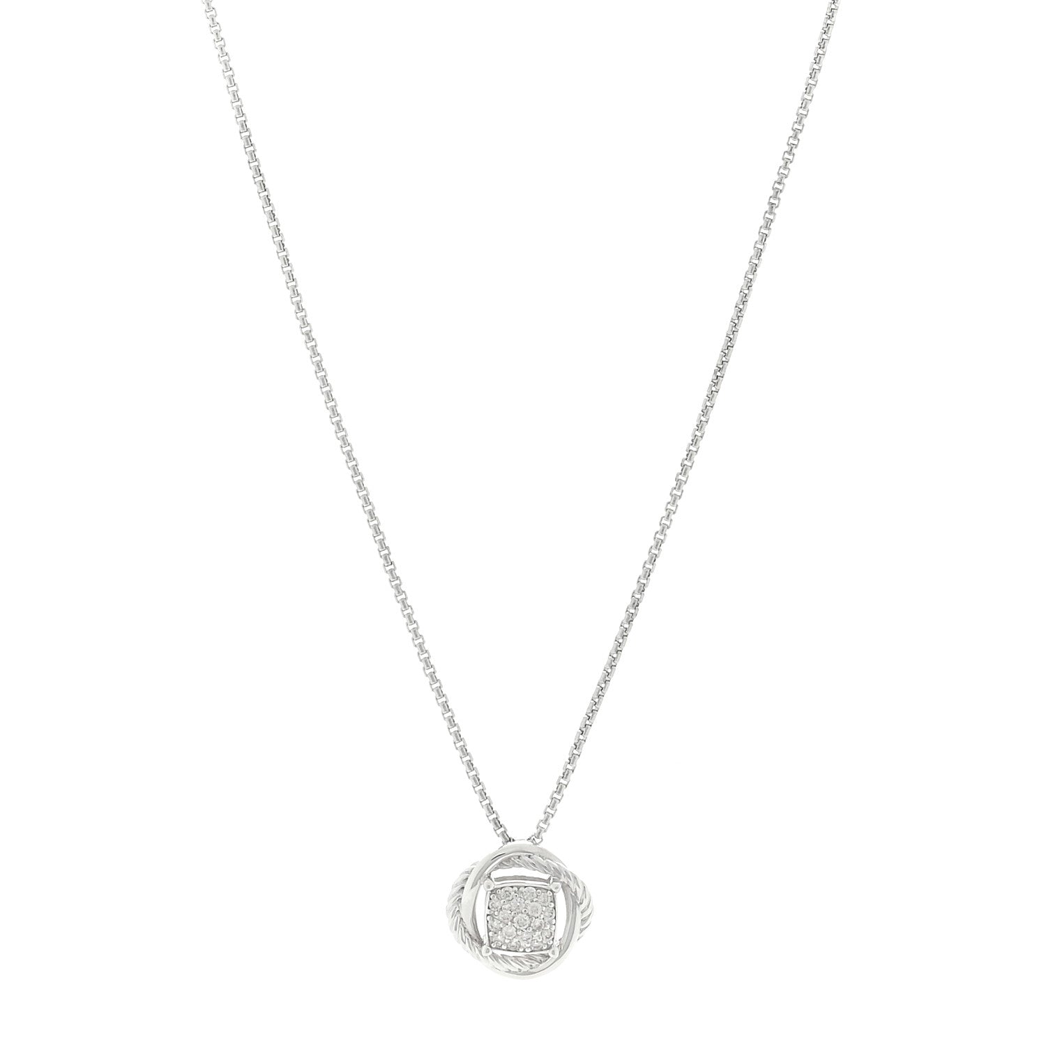 David Yurman Sterling Silver Diamond 7mm Infinity Pendant Necklace 1 of 4