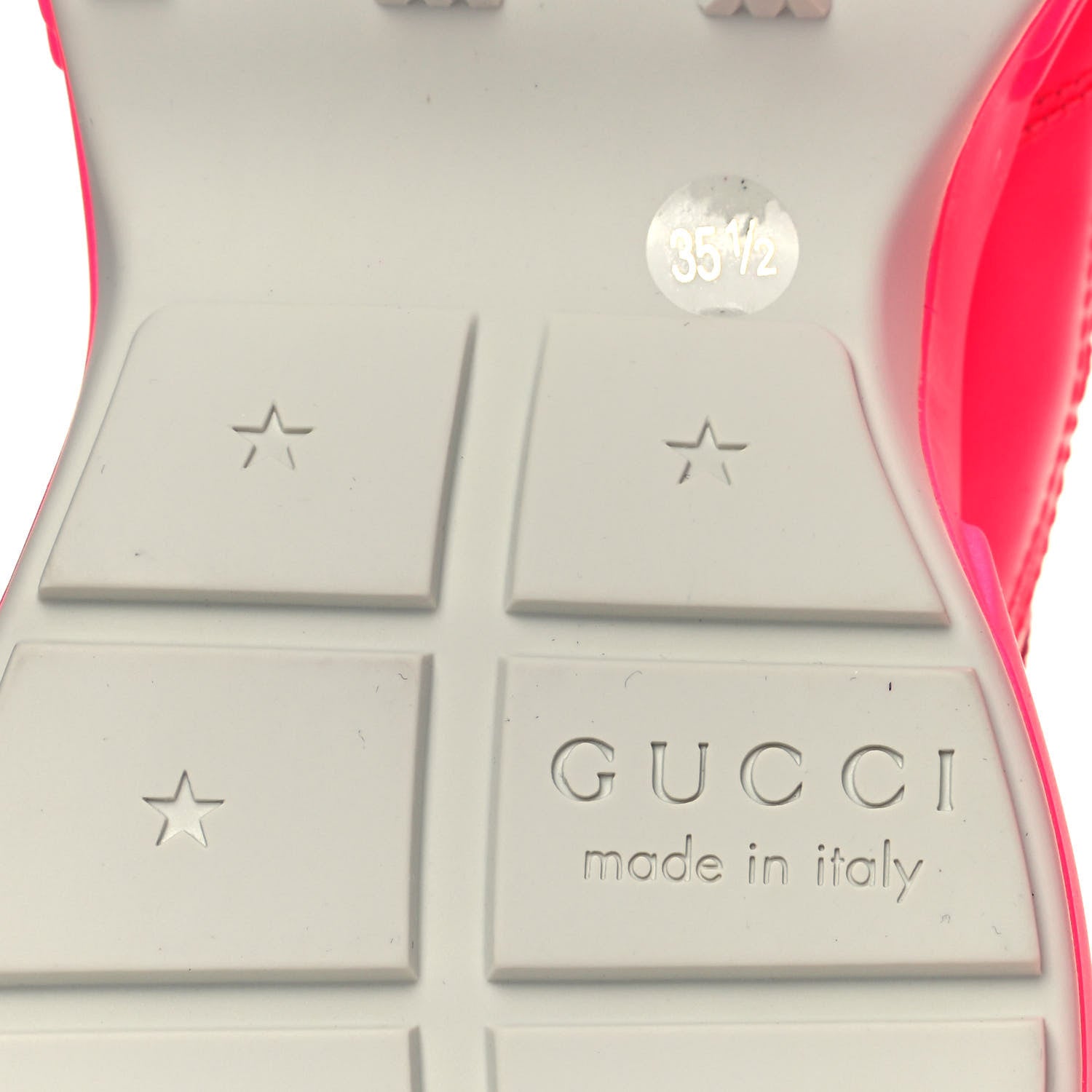 Gucci Calfskin Womens Rhyton Sneakers 36.5 Fluo Fuxia 13 of 14
