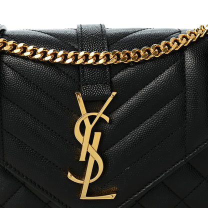 Saint Laurent Grain De Poudre Textured Mixed Matelasse Triquilt Small Monogram Satchel Black 7 of 9