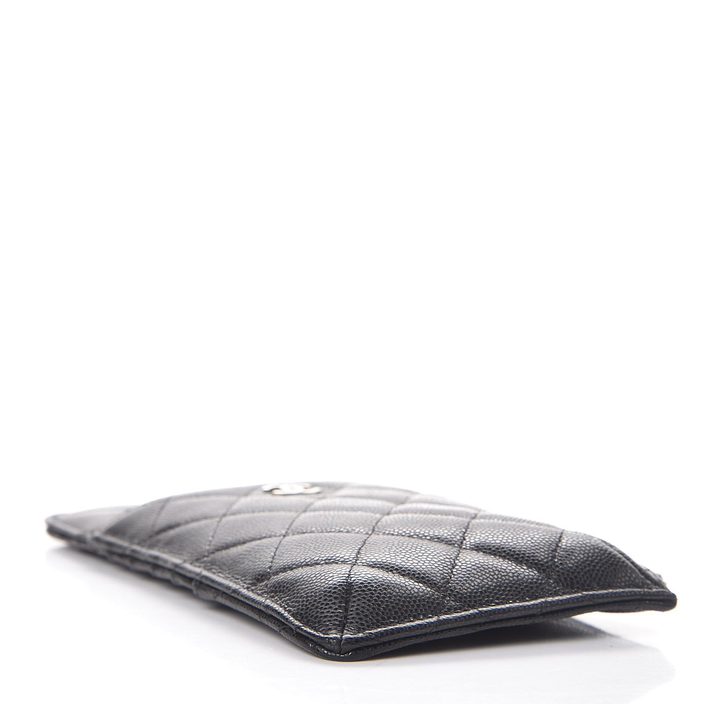 Caviar Quilted Classic Flat Wallet Pouch Black