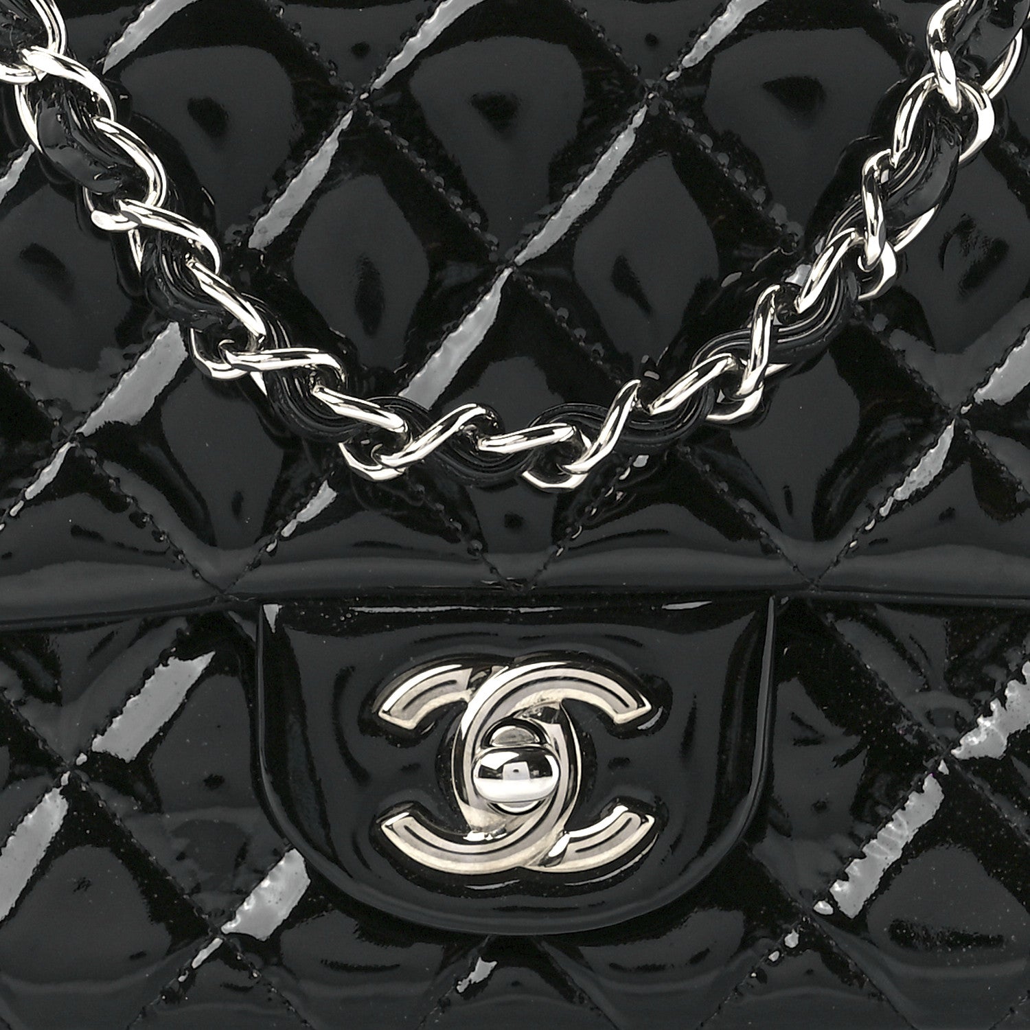 Chanel Patent Calfskin Quilted Mini Rectangular Flap Black 9 of 12