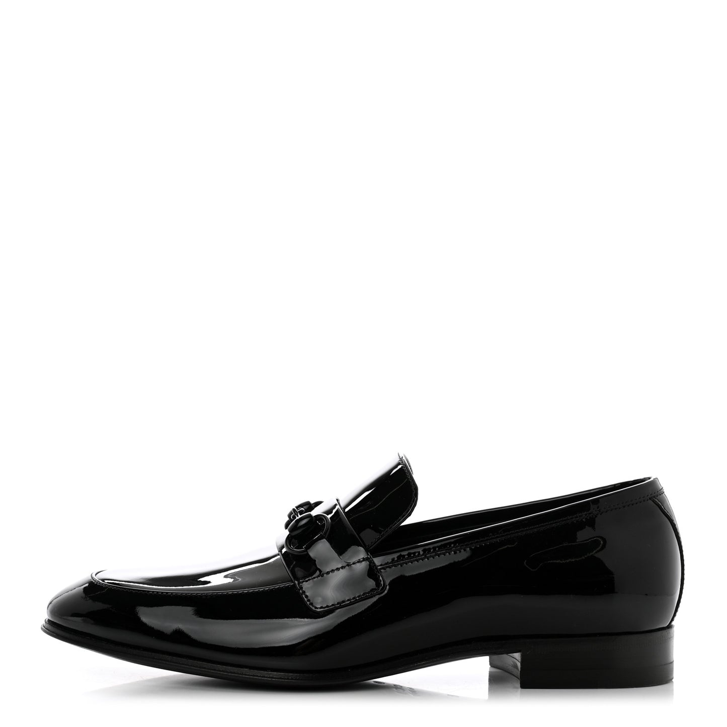 Patent Calfskin Mens Horsebit Loafers 8 Black