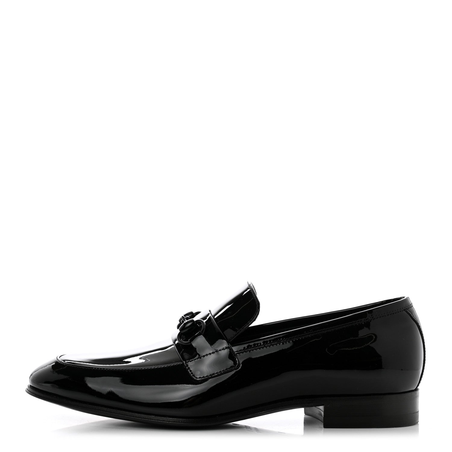 Gucci Patent Calfskin Mens Horsebit Loafers 8 Black 1 of 9
