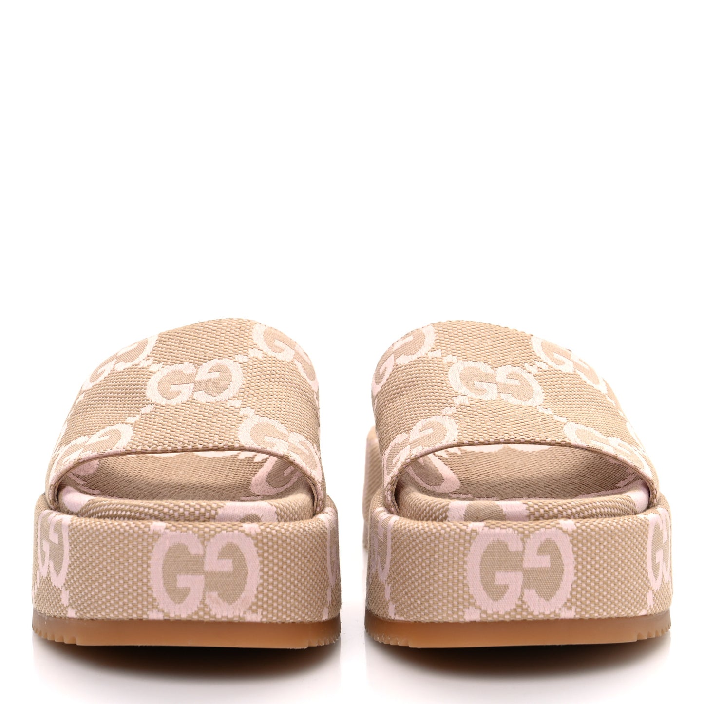 Monogram Jumbo GG Angelina Platform 55mm Slide Sandals 37 Beige Perfect Pink