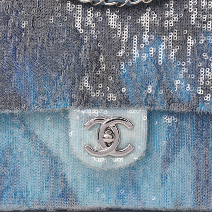 Chanel Sequin Large Waterfall Flap Light Blue 8 of 11