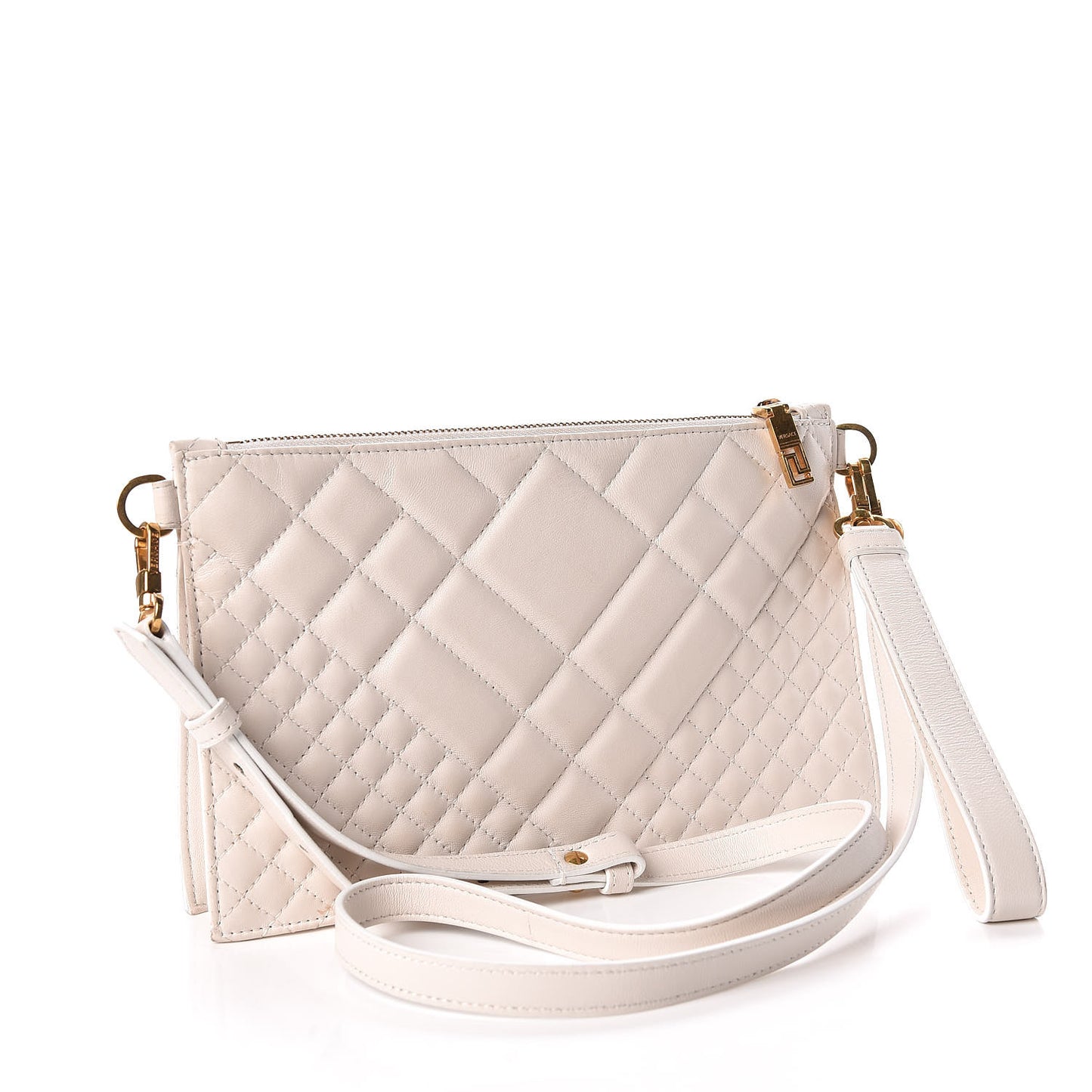 Calfskin Quilted Tribute Icon Crossbody Flat Pouch White