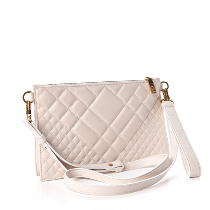 Versace Calfskin Quilted Tribute Icon Crossbody Flat Pouch White 3 of 10