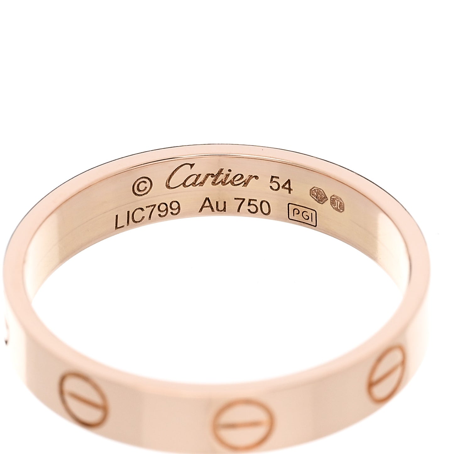 18K Pink Gold 3.5mm LOVE Wedding Band Ring 54 6.75