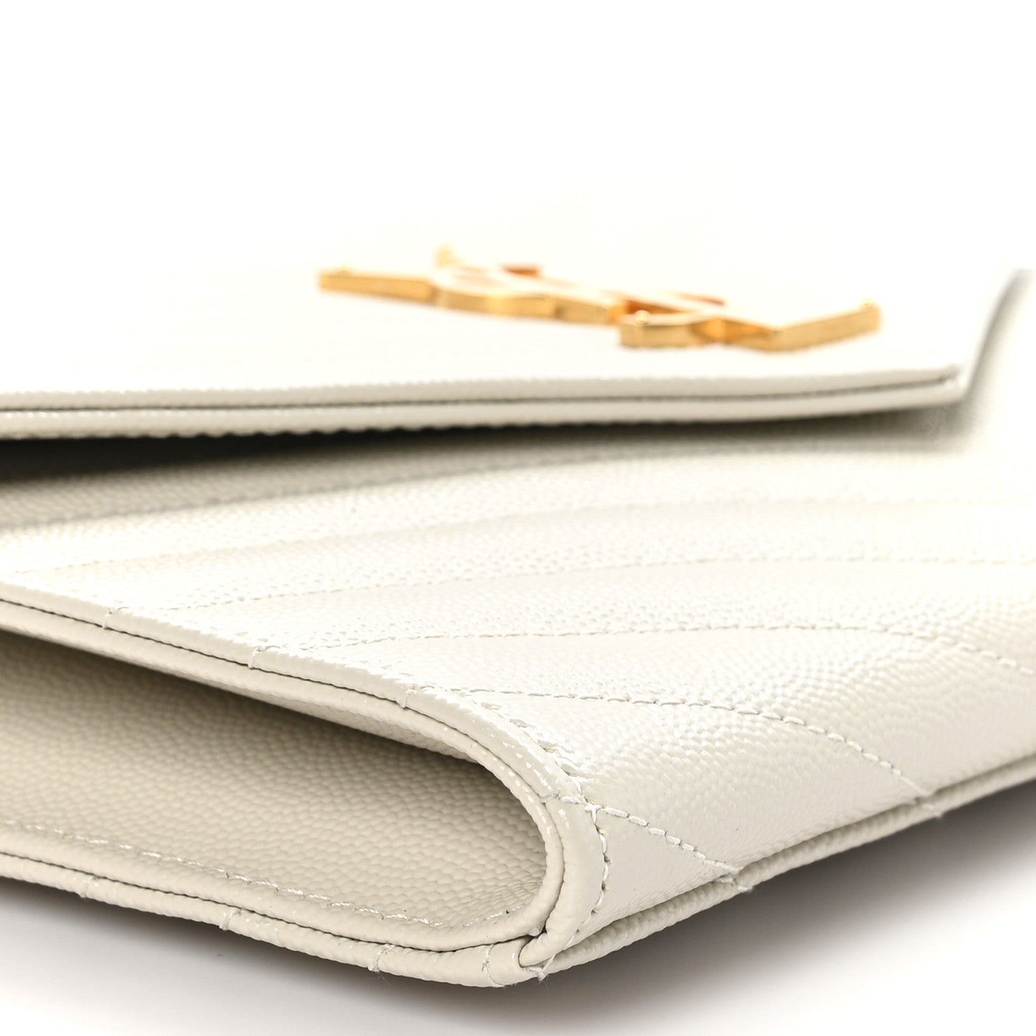 Saint Laurent Grain De Poudre Matelasse Chevron Monogram Envelope Clutch Crema Soft 9 of 10