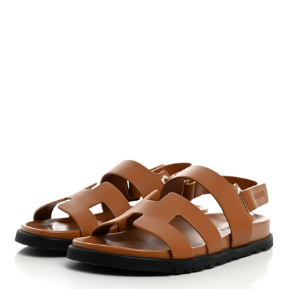 Hermes Calfskin Womens Takara Sandals 38.5 Gold 3 of 9
