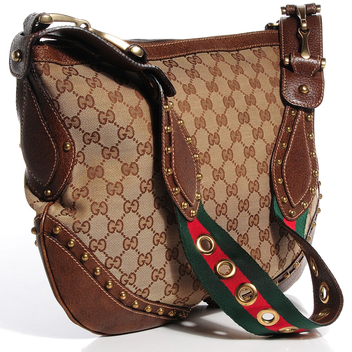 Monogram Pelham Studded Shoulder Bag Brown