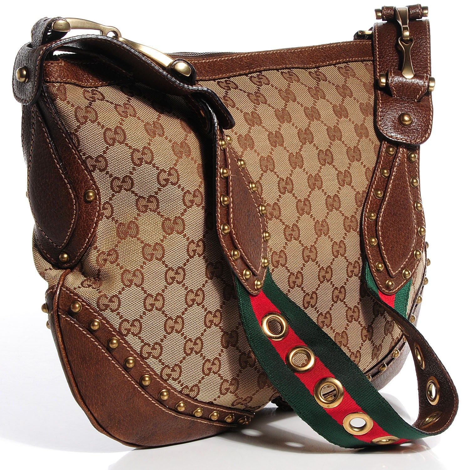 Gucci Monogram Pelham Studded Shoulder Bag Brown 3 of 6