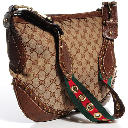 Gucci Monogram Pelham Studded Shoulder Bag Brown 3 of 6