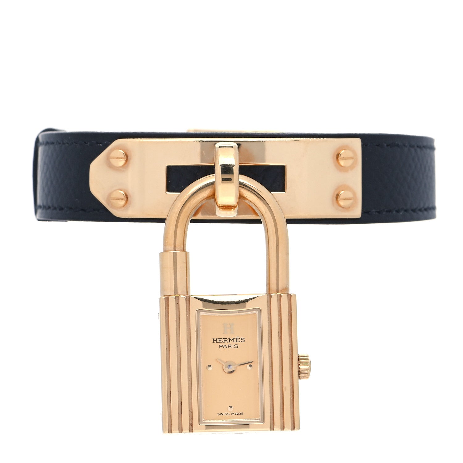 Hermes Stainless Steel Courchevel 20mm Kelly Cadena Quartz Watch Noir 1 of 4