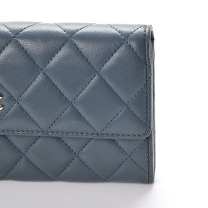 Chanel Lambskin Quilted Large Gusset Flap Wallet Blue 8 of 16