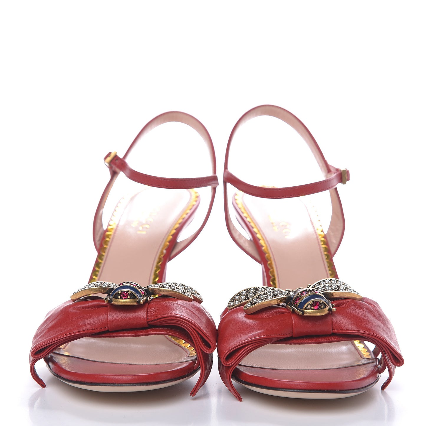Nappa Queen Margaret Mid Heel Sandals 37 Hibiscus Red