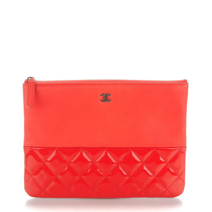 Chanel Calfskin Patent Quilted Medium Cosmetic Case Red 1 of 7
