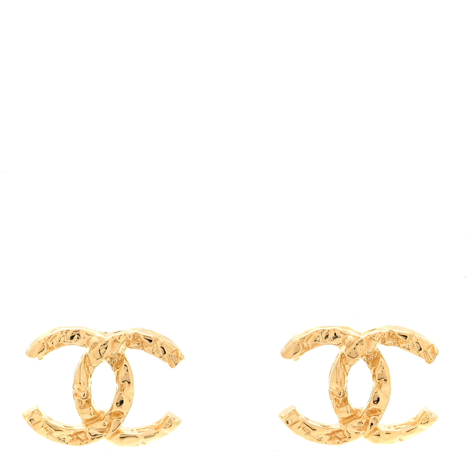 Chanel Metal Textured CC Earrings Gold 2 of 6