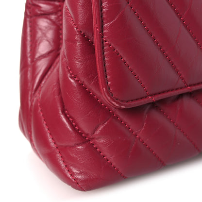 Chanel Aged Calfskin Chevron Quilted Mini Coco Handle Flap Dark Pink 13 of 13