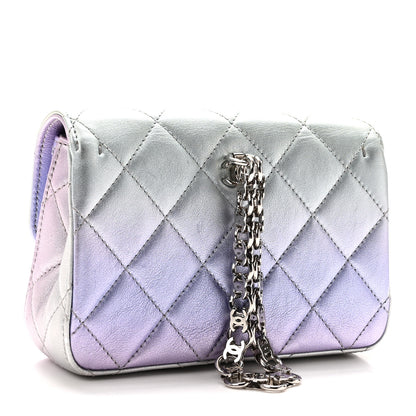 Chanel Gradient Metallic Calfskin Quilted Clutch Silver Blue Yellow Purple 3 of 11