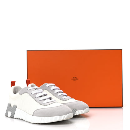 Hermes Technical Canvas Suede Goatskin Bouncing Sneakers 36 White Multicolor 8 of 8