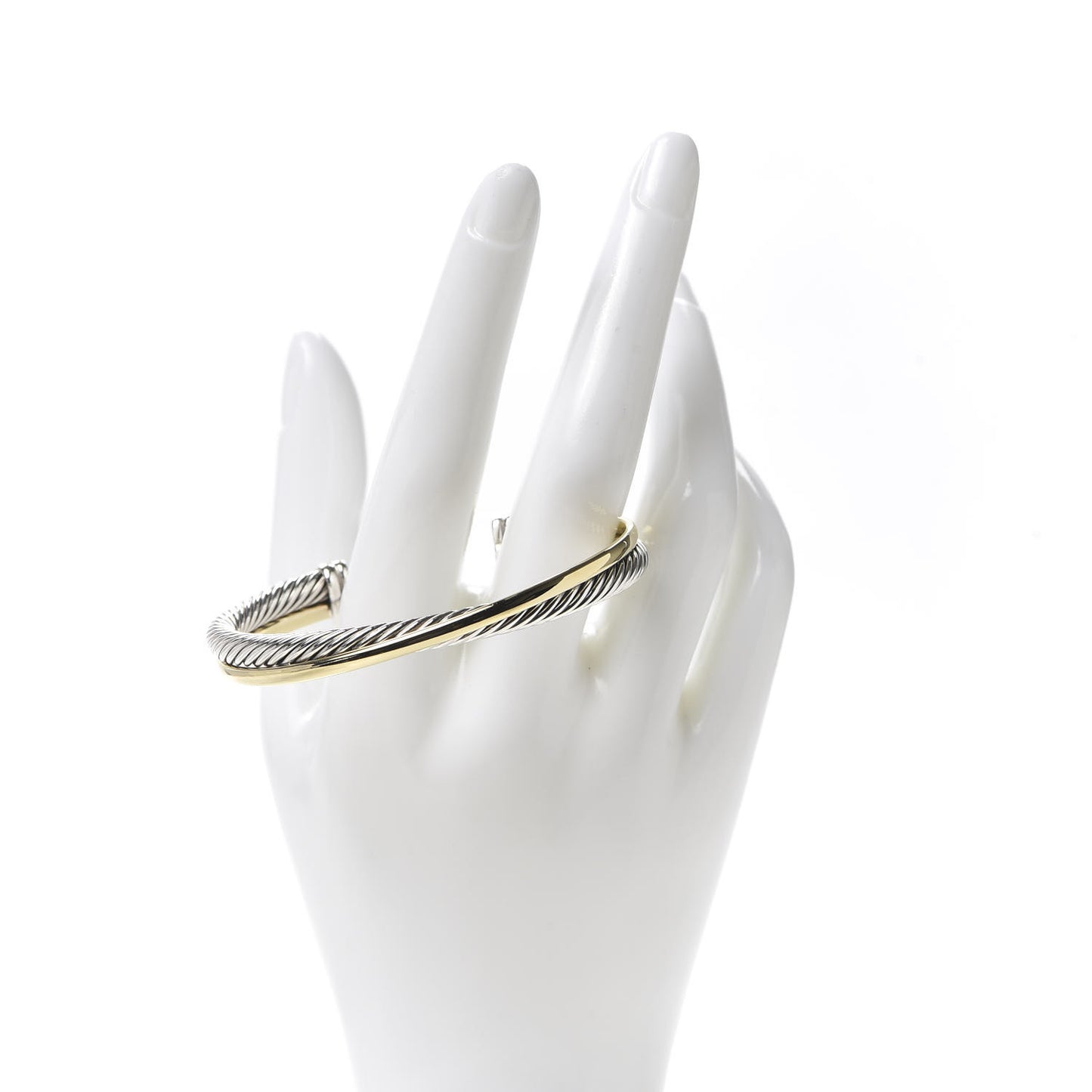 Sterling Silver 18K Yellow Gold 5mm Crossover Cuff Bracelet