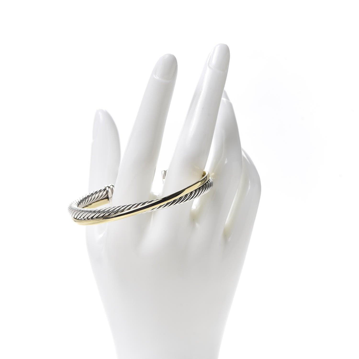 David Yurman Sterling Silver 18K Yellow Gold 5mm Crossover Cuff Bracelet 2 of 5