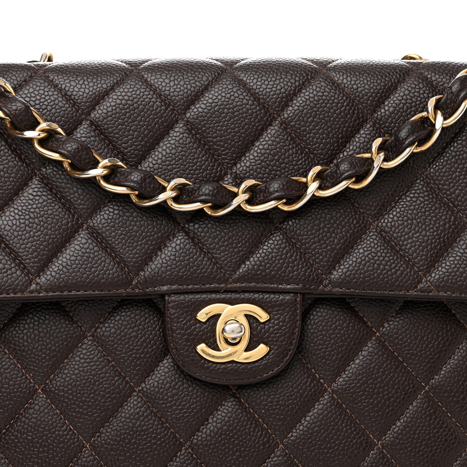 Chanel Caviar Quilted Jumbo Single Flap Brown 8 of 13