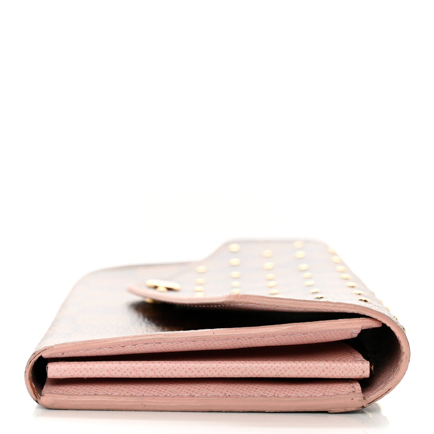 Damier Ebene Studded Sarah Wallet NM Rose Ballerine